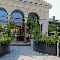 Summasen teräsrakenteet Kappelin terassikalusteissa huomioivat myös kukkaistutukset